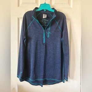 Harley-Davidson Motor Cycles Women Blue/Teal Half-Zip Athletic Pullover Sz XL